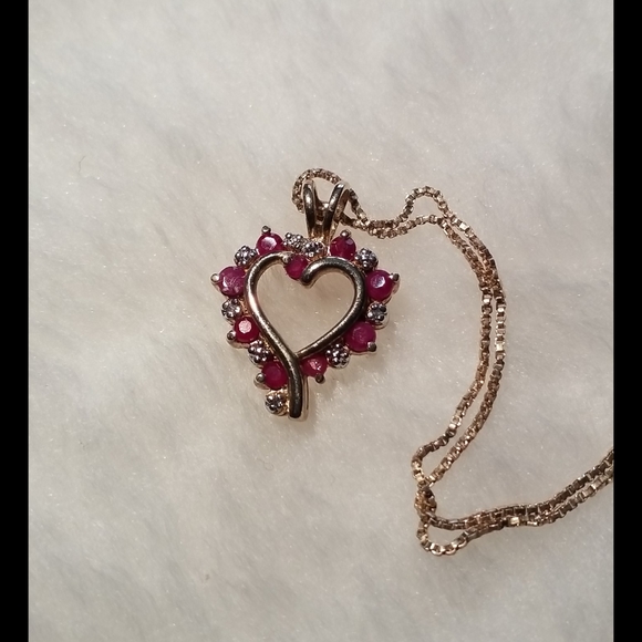 Genuine Ruby (Tested) Heart Pendant w/Chain - Picture 5 of 11